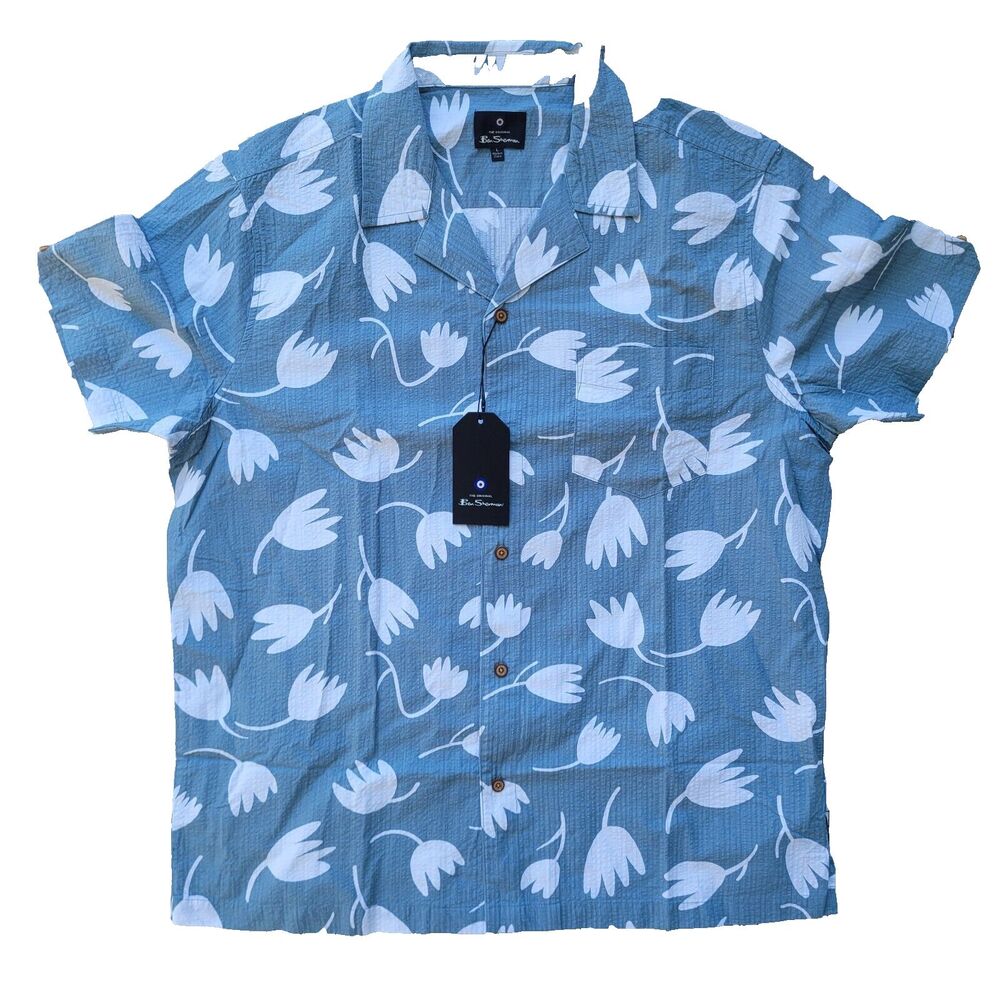 Ben Sherman Hawaiian Style Woven Shirt Blue L